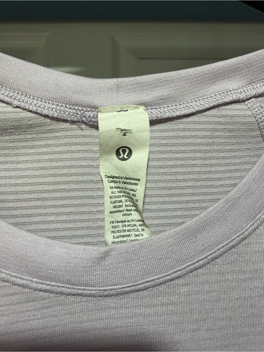 lululemon athletica light lavender ribbed crew tee